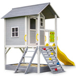 ROVO KIDS Wooden Tower Cubby House with Slide Sandpit Climbing Wall Noughts & Crosses - Baby & Kids > Baby & Kid’s