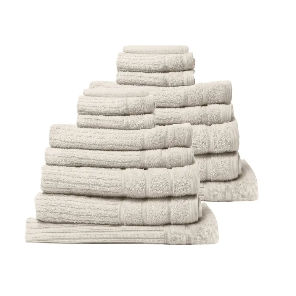 Royal Comfort 16 Piece Egyptian Cotton Eden Towel Set 600GSM Luxurious Absorbent - Beige - Home & Garden > Bathroom