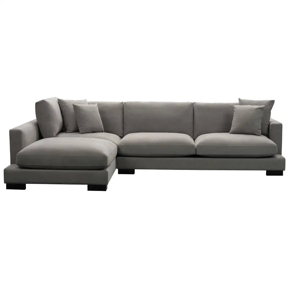 Royalty 3 Seater Sofa Fabric Uplholstered Left Chaise Lounge Couch - Grey - Furniture > Sofas