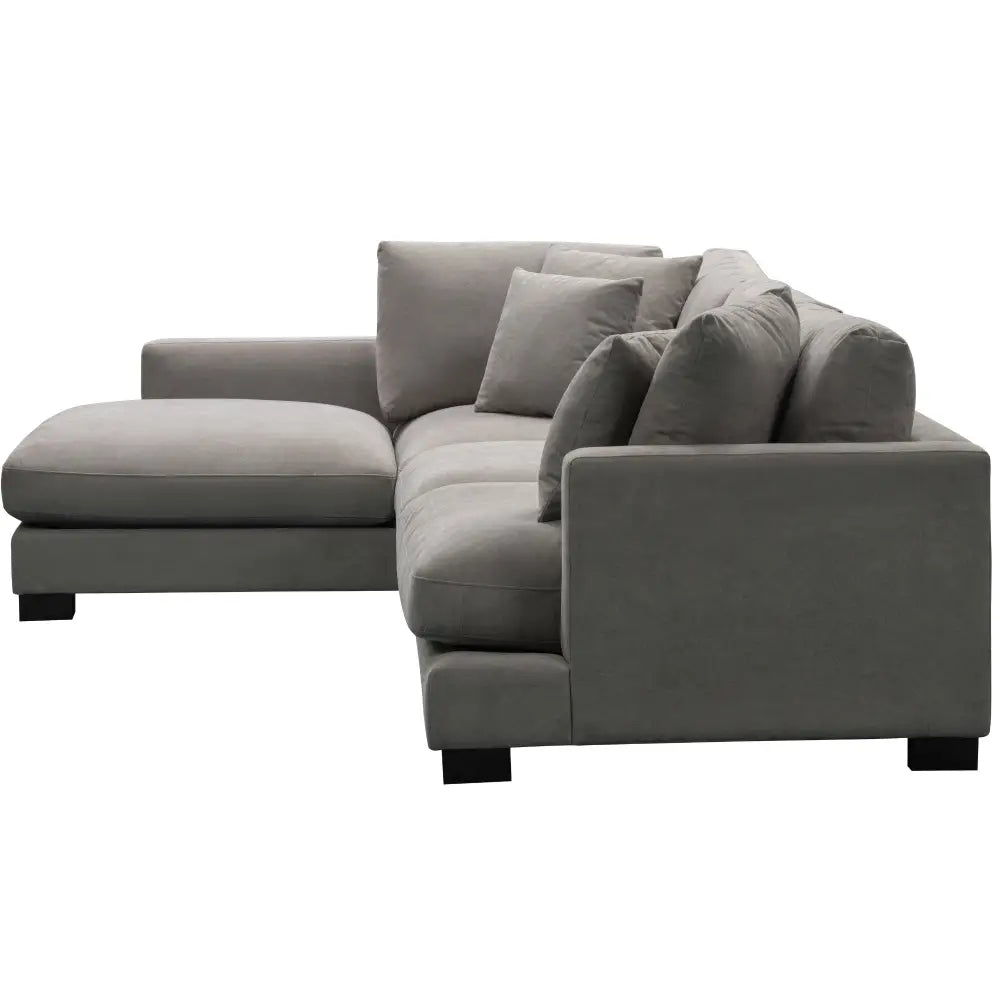 Royalty 3 Seater Sofa Fabric Uplholstered Left Chaise Lounge Couch - Grey - Furniture > Sofas