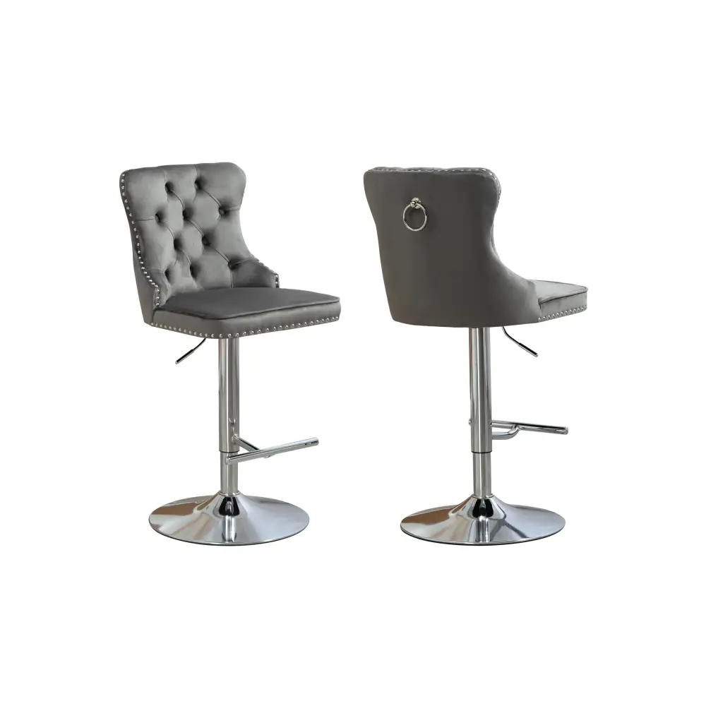 Sahara Dark Grey Barstool with Silver Stand -Set of 2 - Furniture > Bar Stools & Chairs > Table & Bar Stools