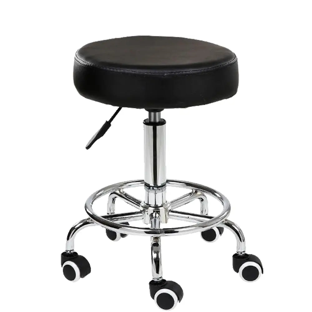 Salon Chair Bar Swivel Stool Office Roller Wheels Portable Height Adjust Leather BS8401 - Furniture > Bar Stools &
