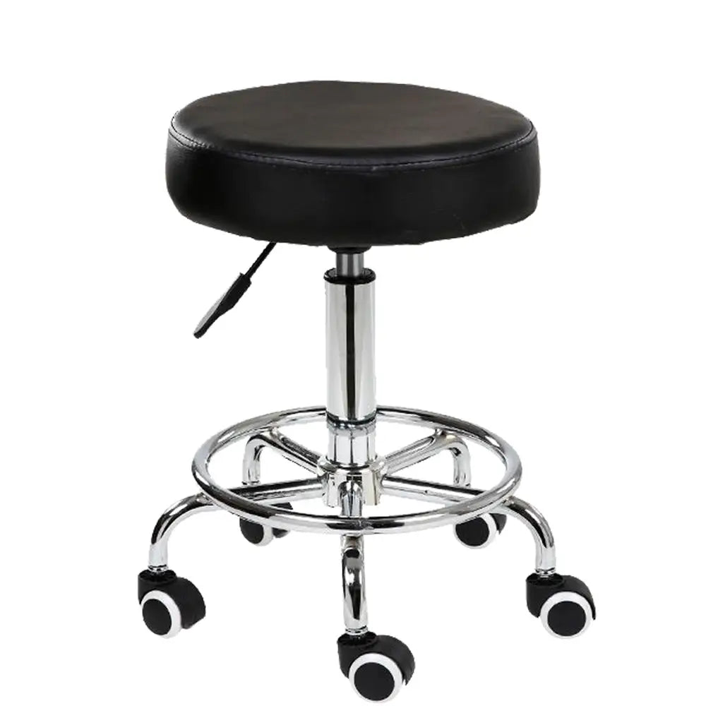 Salon Chair Bar Swivel Stool Office Roller Wheels Portable Height Adjust Leather BS8401(x2) - Furniture > Bar Stools &