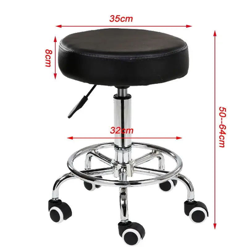 Salon Chair Bar Swivel Stool Office Roller Wheels Portable Height Adjust Leather BS8401 - Furniture > Bar Stools &