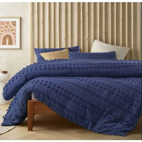 Sans Sovci Cotton Bijou Blue Quilt Cover Set by Accessorize Queen - Home & Garden > Bedding > Quilts & Duvets