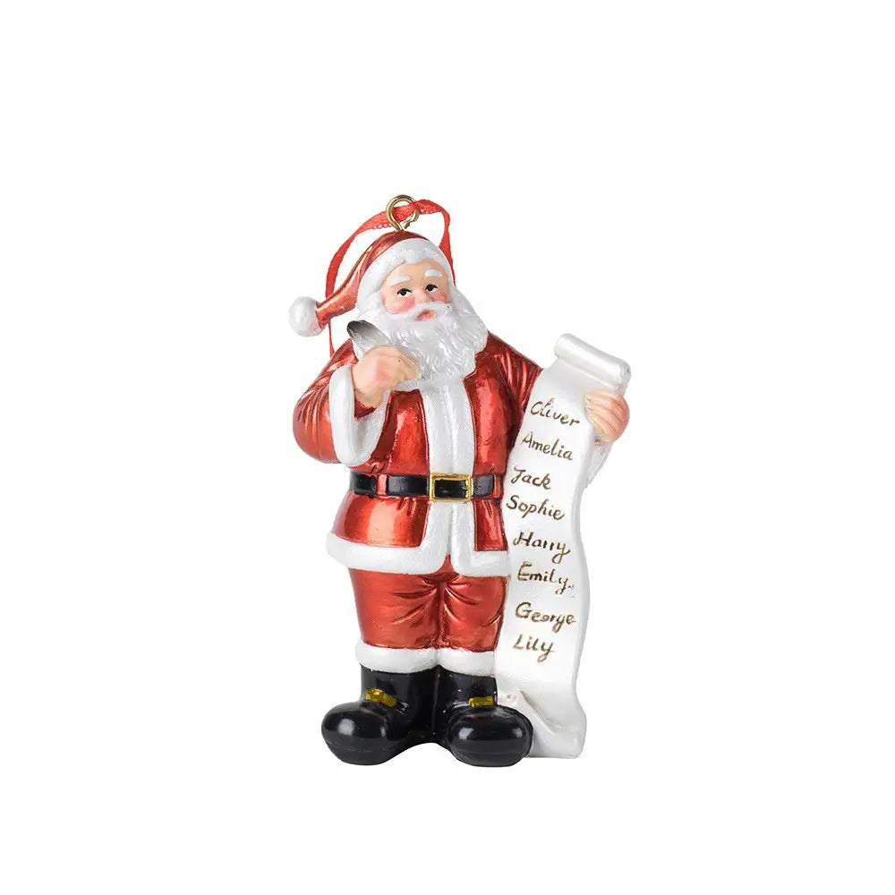Santa Claus Christmas Ornament - Resin Figurine with Customizable Name List 10cm Festive Decoration - Occasions >