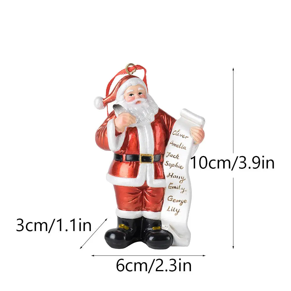 Santa Claus Christmas Ornament - Resin Figurine with Customizable Name List 10cm Festive Decoration - Occasions >