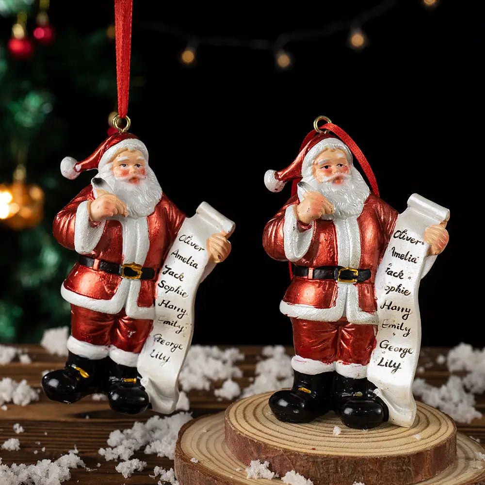 Santa Claus Christmas Ornament - Resin Figurine with Customizable Name List 10cm Festive Decoration - Occasions >