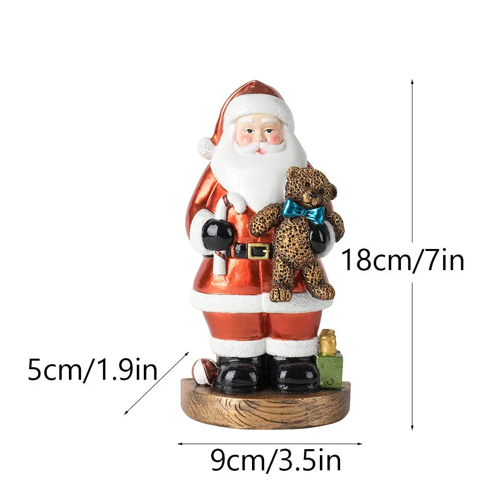 Santa Claus Figurine with Bear - 18cm Festive Resin Christmas Decoration - Occasions > Christmas > Christmas Decorations