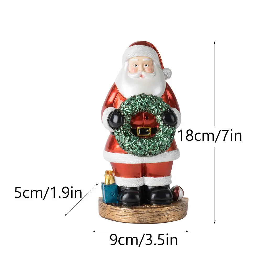 Santa Claus Figurine with Wreath - 18cm Festive Resin Christmas Decoration - Occasions > Christmas > Christmas