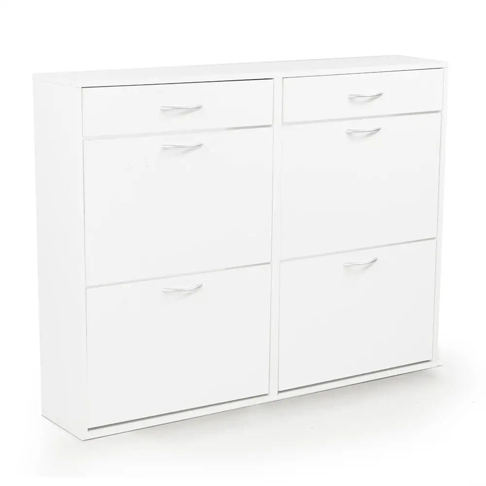 Sarantino 24 Pairs Shoe Cabinet Rack Storage Cupboard Organiser Shelf White Drawers Chest - Furniture > Living Room >