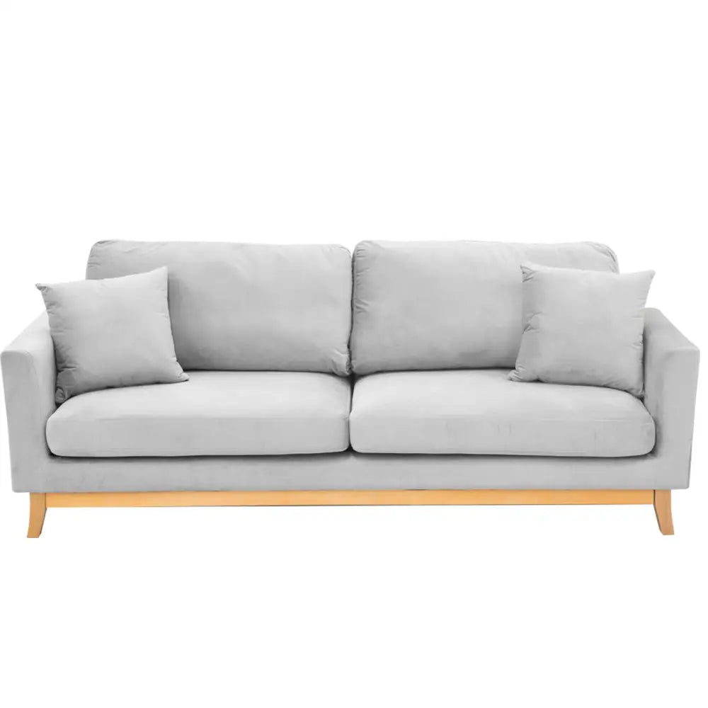 Sarantino 3 Seater Faux Velvet Sofa Bed Couch Furniture Light Grey - Furniture > Sofas