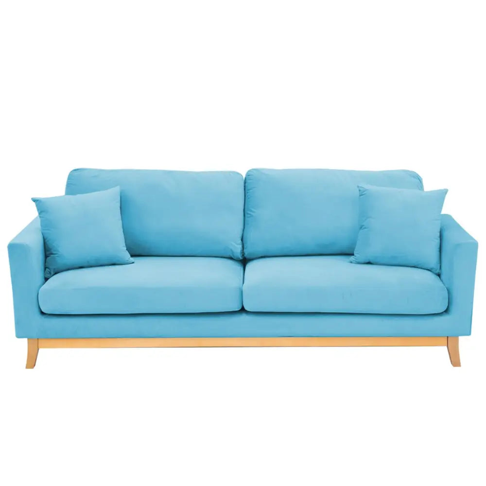 Sarantino 3 Seater Faux Velvet Wooden Sofa Bed Couch Furniture - Blue - Furniture > Sofas