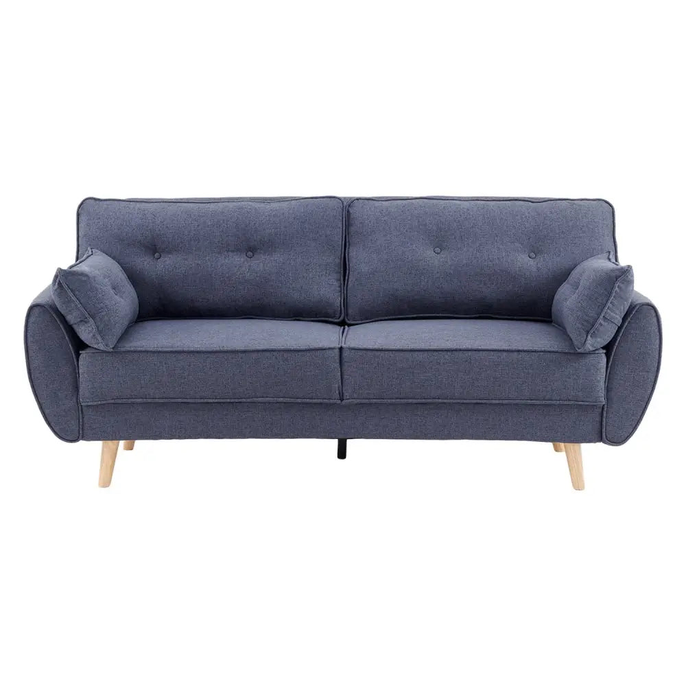 Sarantino 3 Seater Modular Linen Fabric Sofa Bed Couch Futon Suite - Dark Grey - Furniture > Sofas