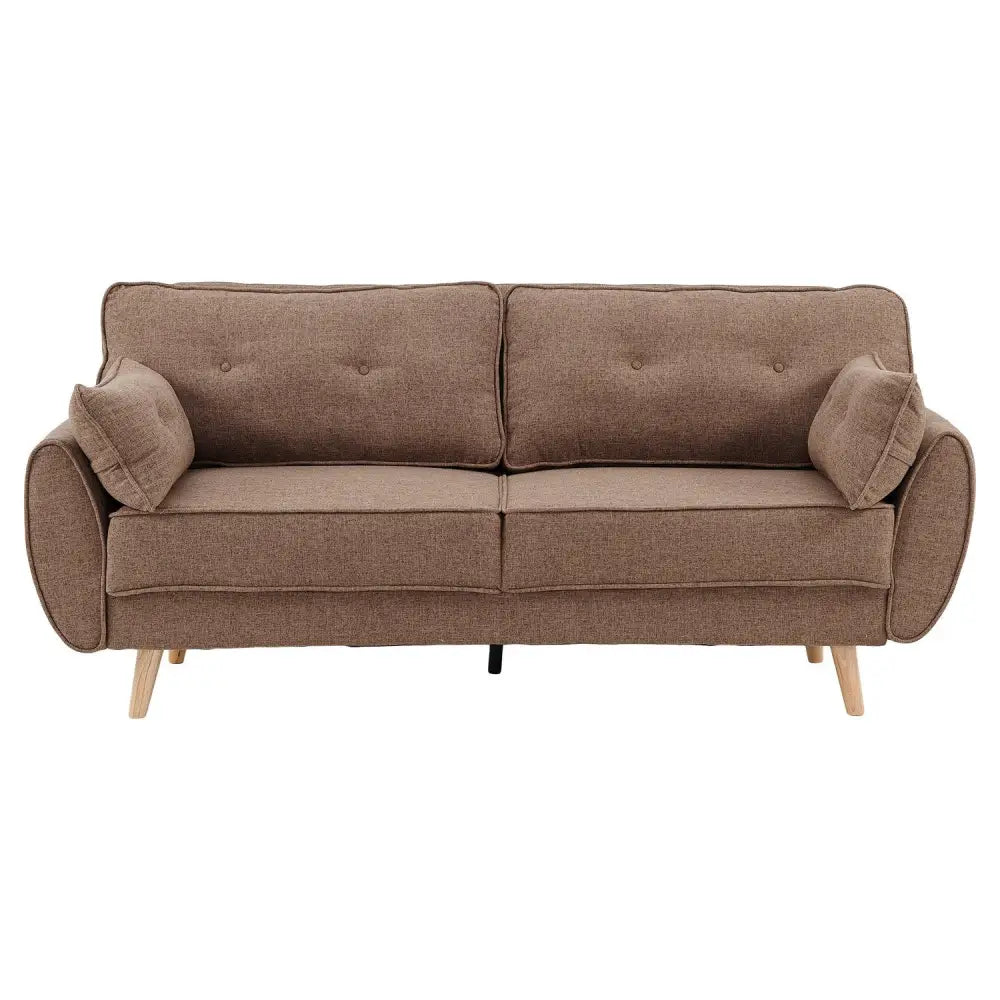 Sarantino 3 Seater Modular Linen Fabric Sofa Bed Couch Futon Suite - Brown - Furniture > Sofas > Sofas & Sofa Beds