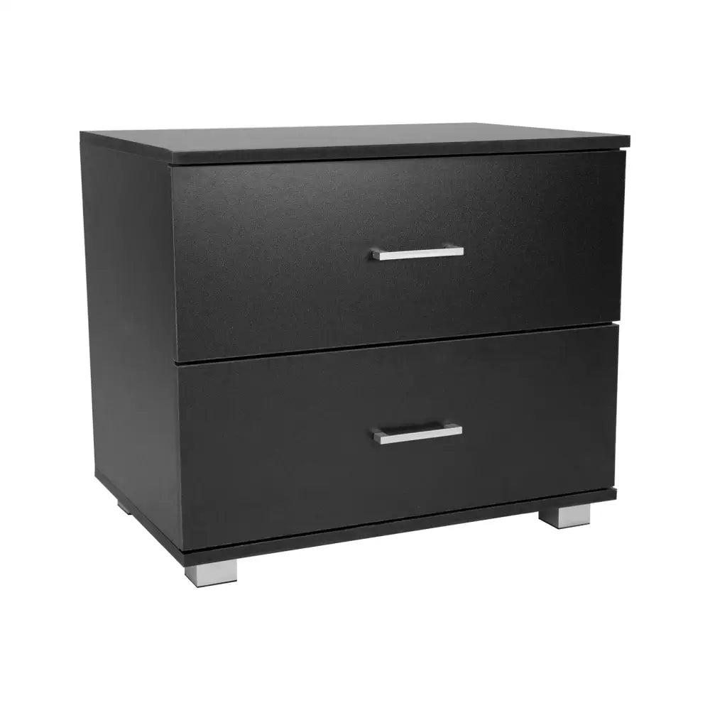 Sarantino Bedside Table Cabinet Storage Chest 2 Drawers Lamp Side Nightstand - Black - Furniture > Bedroom