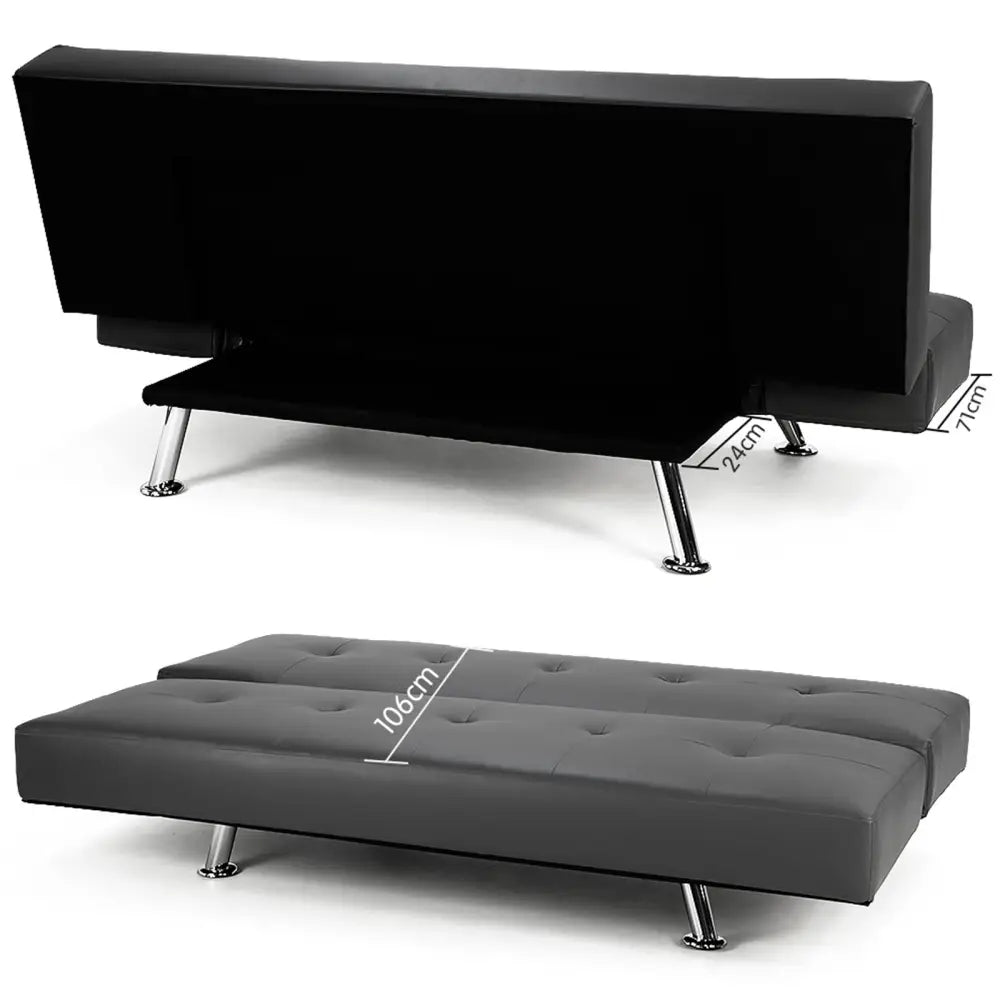 Sarantino Brooklyn Sofa Bed Lounge Faux Leather Couch Futon Furniture Adjustable Suite Gr - Furniture > Sofas