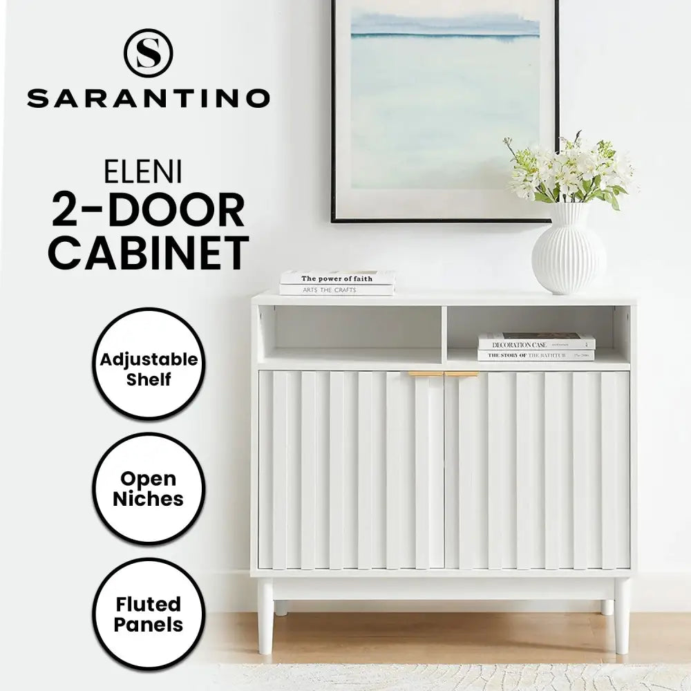 Sarantino Eleni 2-Door Sideboard Buffet Hallway Cabinet Storage Console Cupboard in White - Furniture > Living Room >