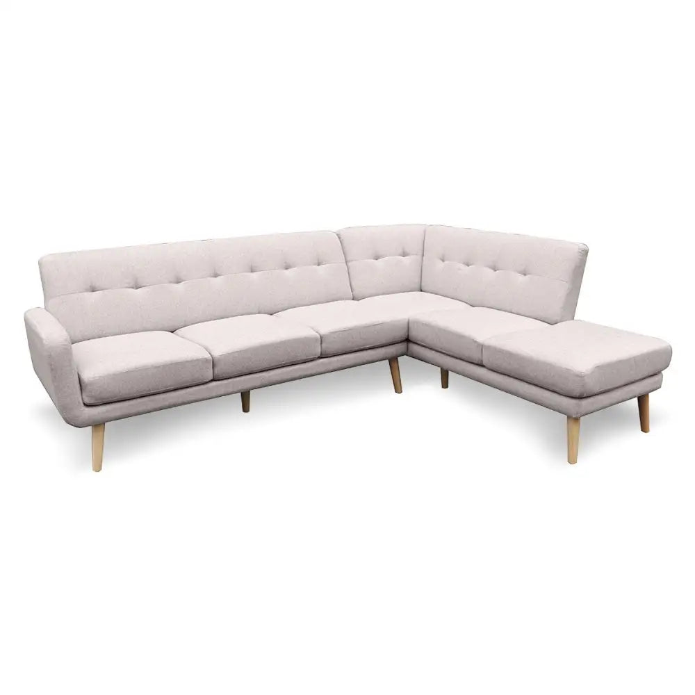 Sarantino Faux Linen Corner Sofa Lounge L-shaped Chaise Light Grey - Furniture > Sofas