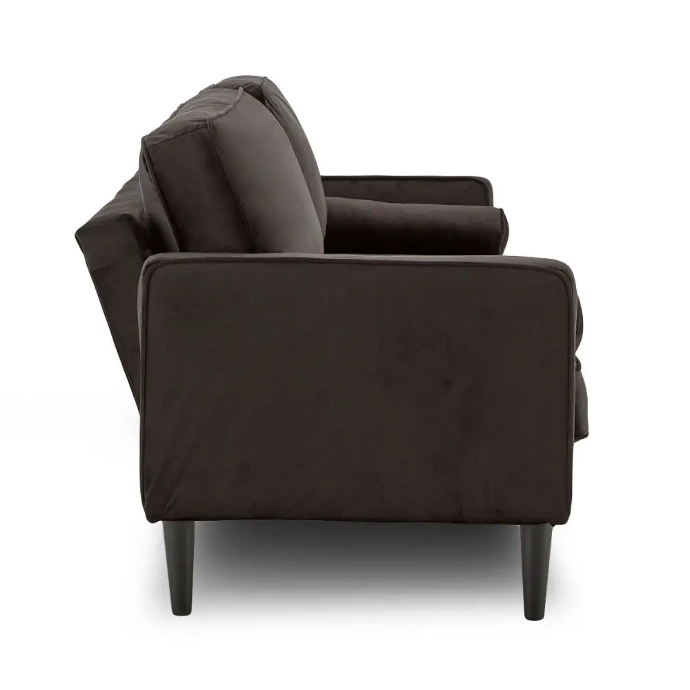 Sarantino Faux Velvet Sofa Bed Couch Furniture Lounge Suite - Black - Furniture > Sofas