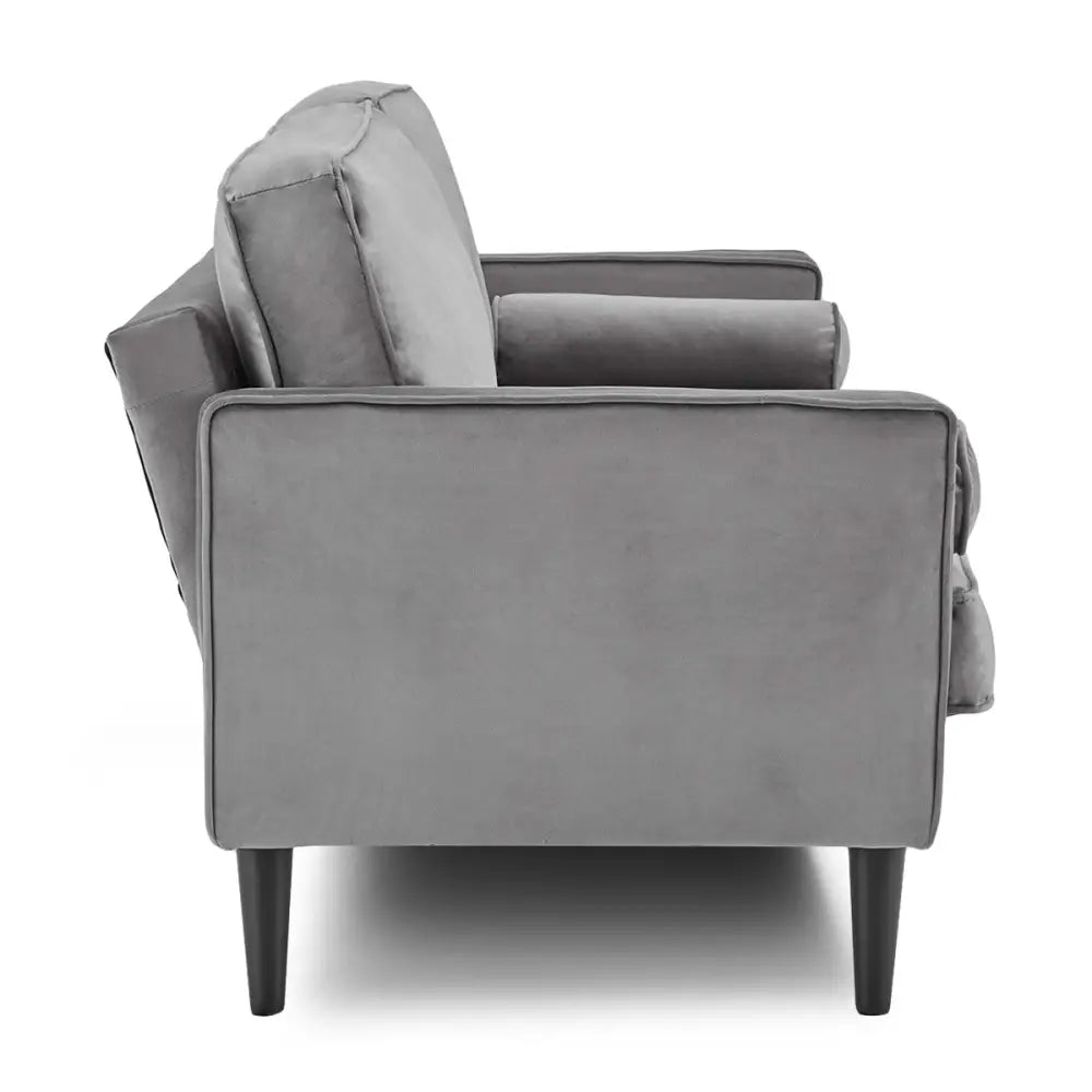 Sarantino Faux Velvet Sofa Bed Couch Furniture Lounge Suite Seat Grey - Furniture > Sofas
