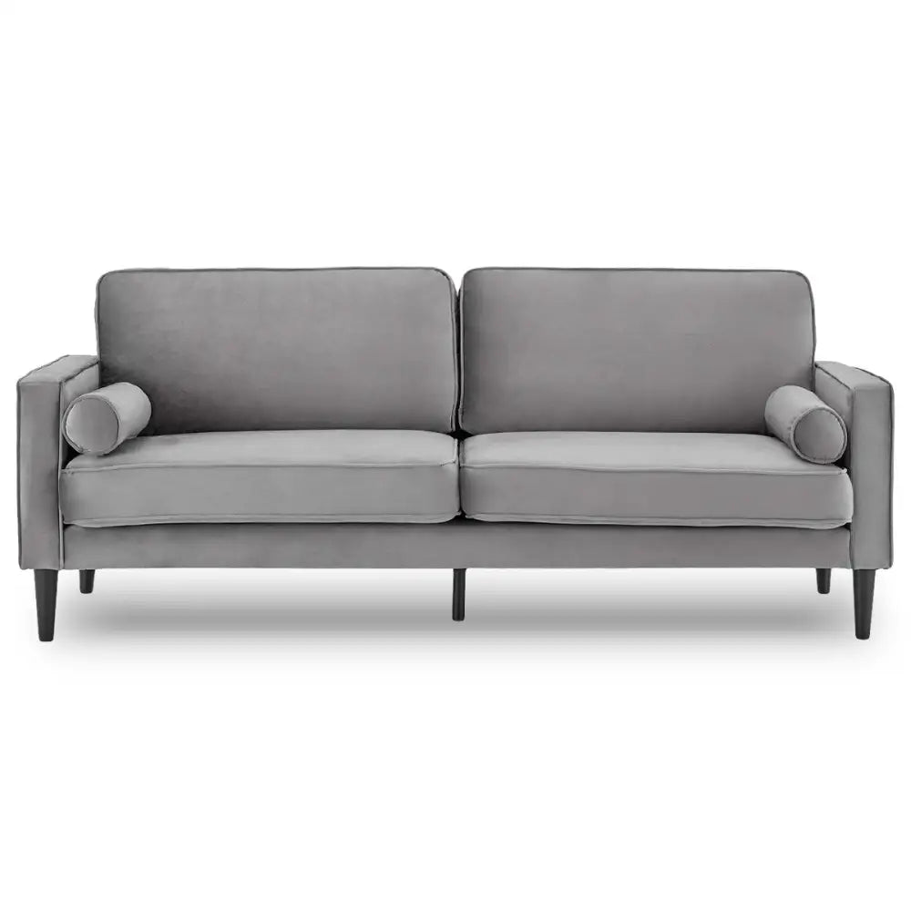 Sarantino Faux Velvet Sofa Bed Couch Furniture Lounge Suite Seat Grey - Furniture > Sofas