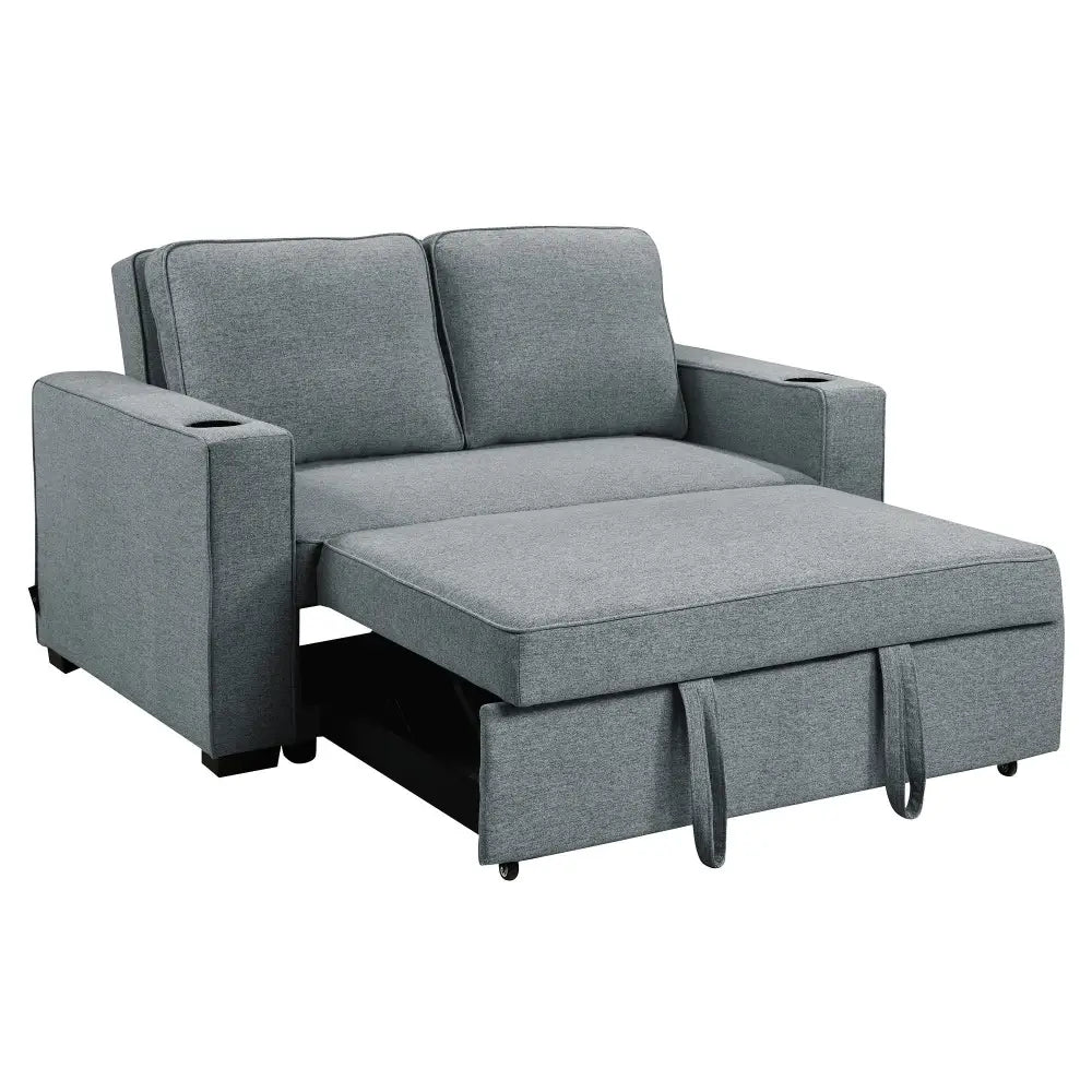 Sarantino Hoffman Linen Sofa Bed With Cushions & Cup Holders Dark Grey - Furniture > Bar Stools & Chairs > Arm Chairs &