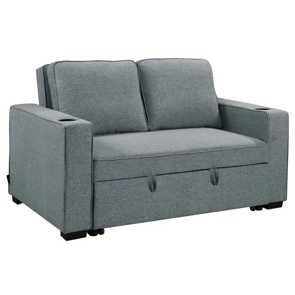 Sarantino Hoffman Linen Sofa Bed With Cushions & Cup Holders Dark Grey - Furniture > Bar Stools & Chairs > Arm Chairs &