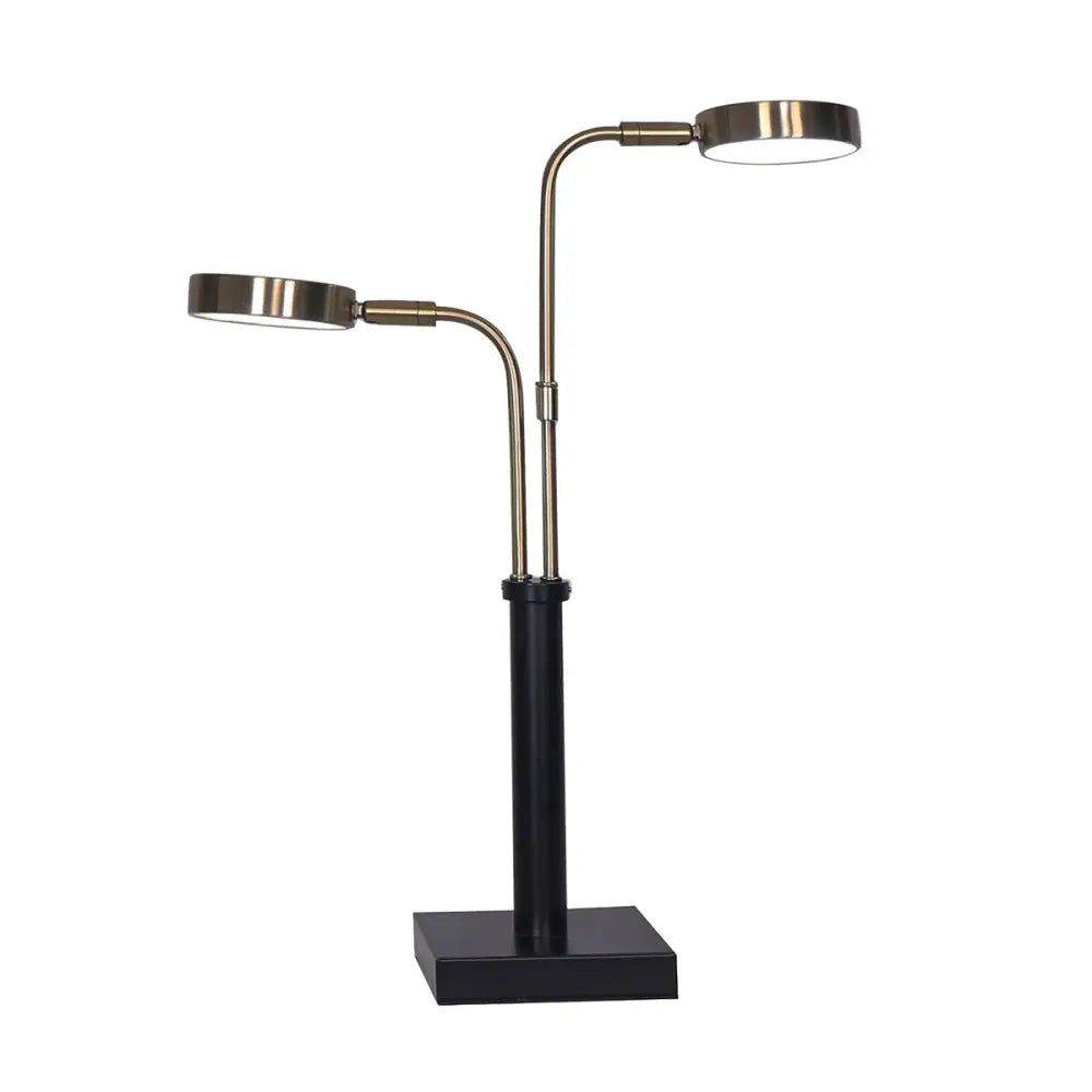 Sarantino LED Metal Table Lamp with 2 Lights Brushed Gold Black Finish - Home & Garden > Lighting