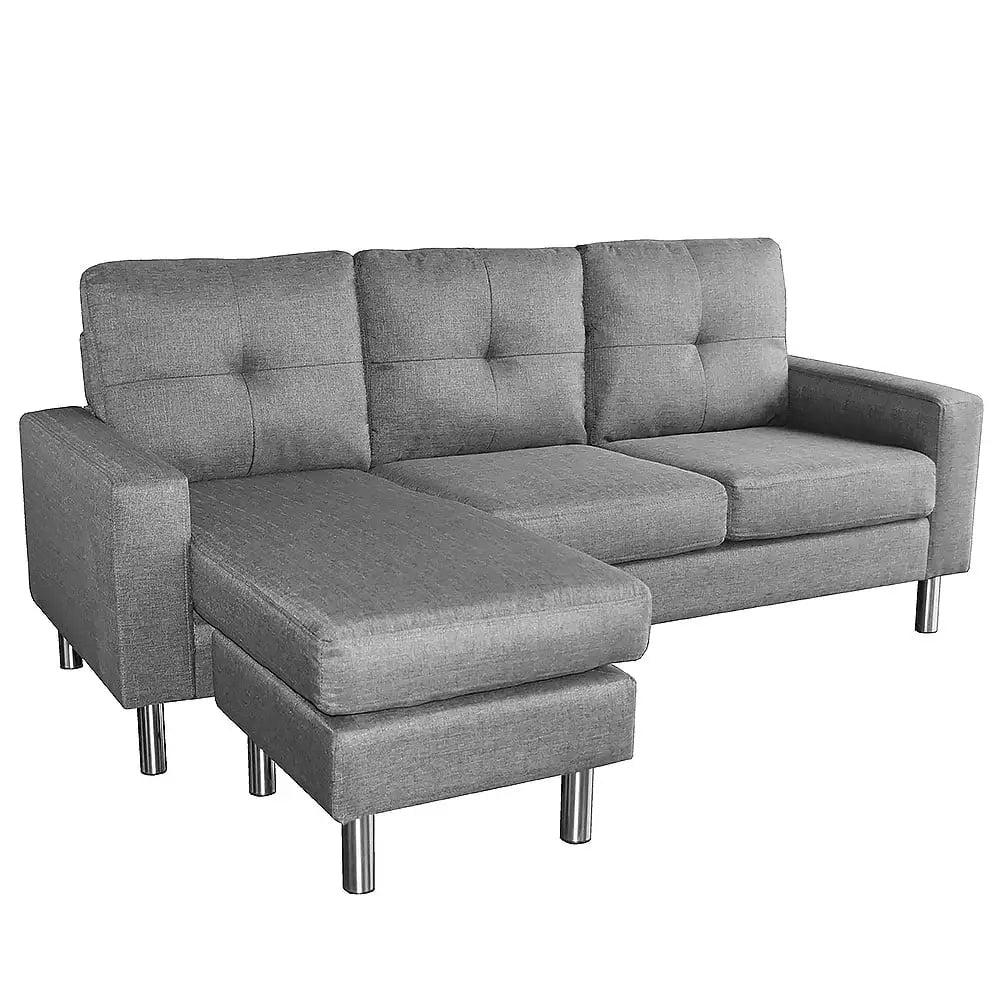 Sarantino Linen Corner Sofa Lounge Couch Modular Furniture L Chair Home Chaise Grey - Furniture > Sofas