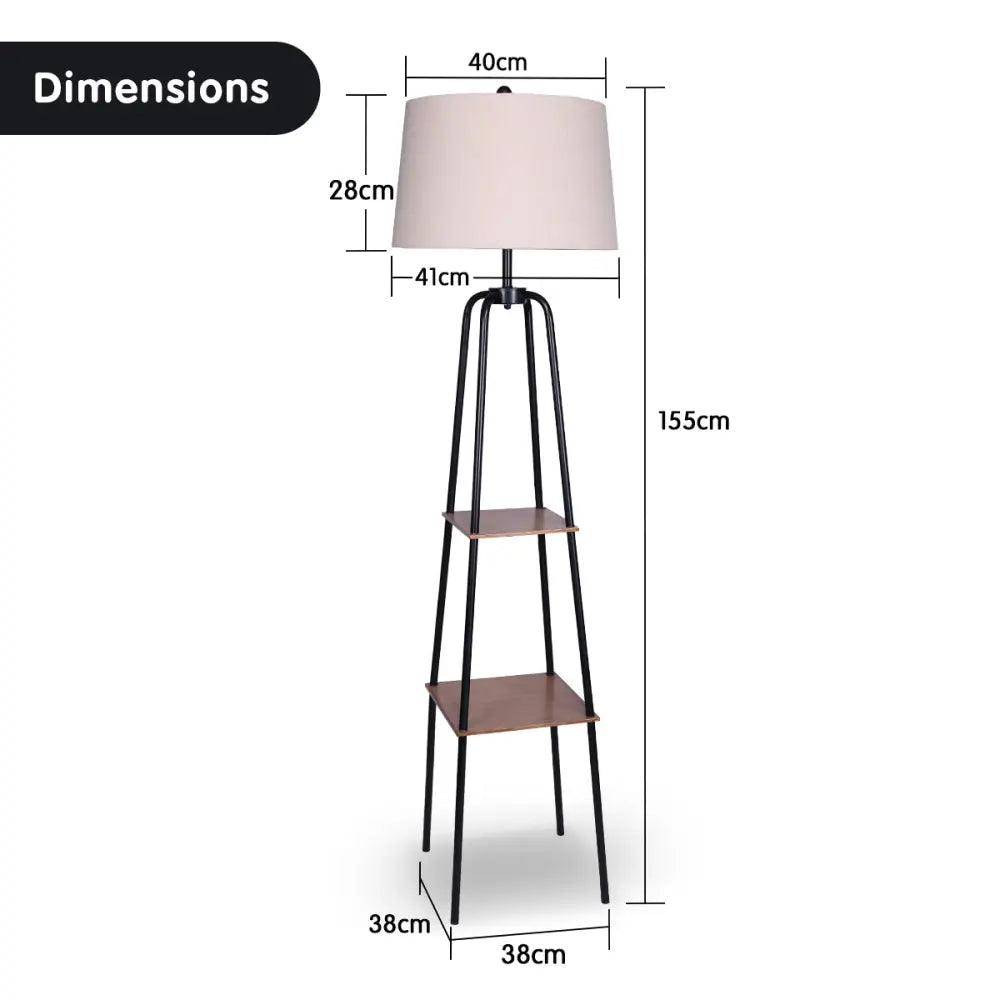 Sarantino Metal Etagere Floor Lamp Shade Metal Shelf in Wood Finish - Home & Garden > Lighting