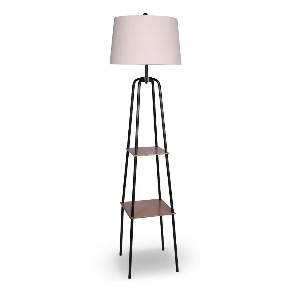 Sarantino Metal Etagere Floor Lamp Shade Metal Shelf in Wood Finish - Home & Garden > Lighting