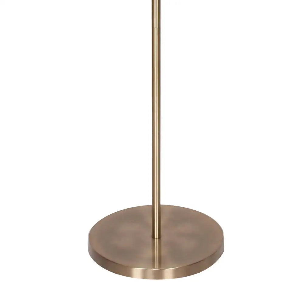 Sarantino Metal Floor Lamp in Antique Brass Finish with Cream Linen Fabric Shade - Home & Garden > Lighting