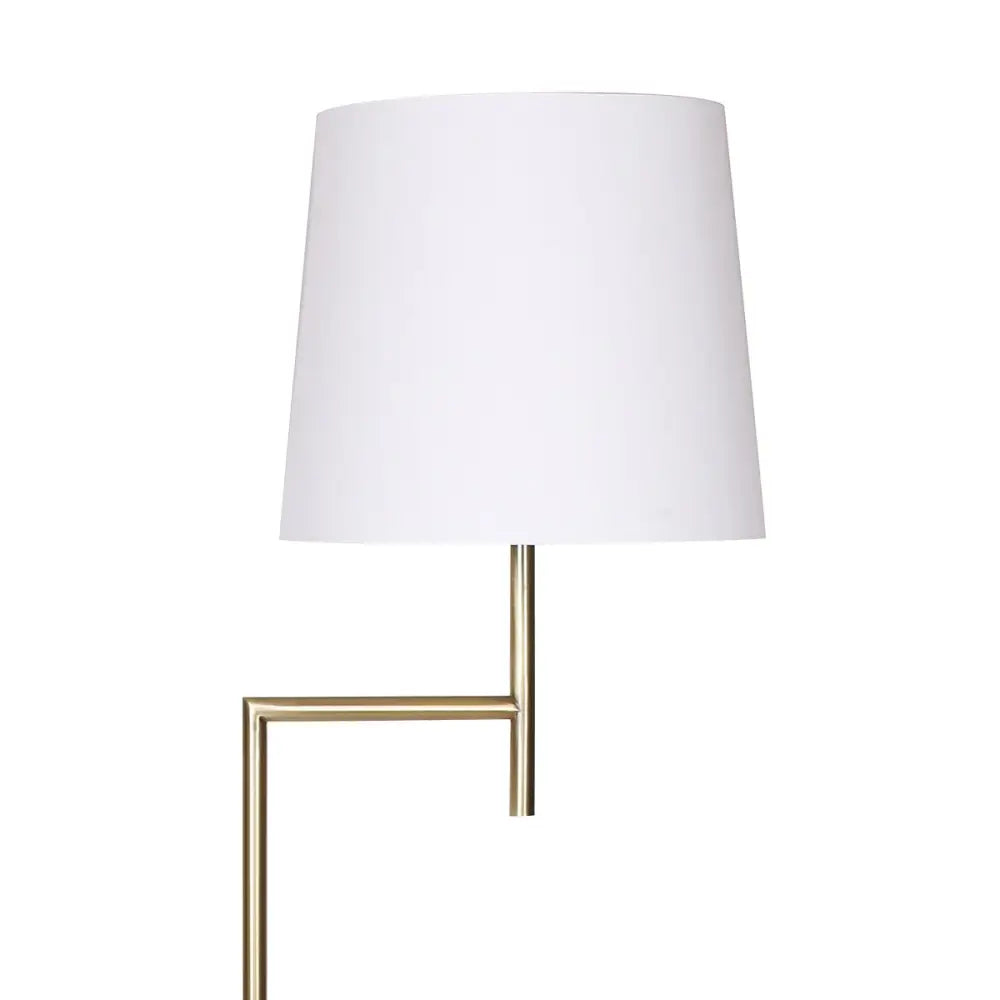 Sarantino Metal Floor Lamp in Antique Brass Finish with Cream Linen Fabric Shade - Home & Garden > Lighting