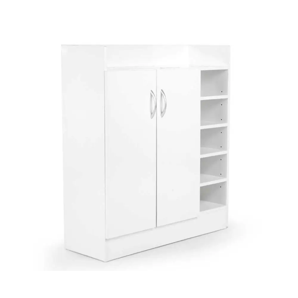 Sarantino New 21 Pairs Shoe Cabinet Rack Storage Organiser Shelf 2 Doors Cupboard White - Furniture > Living Room