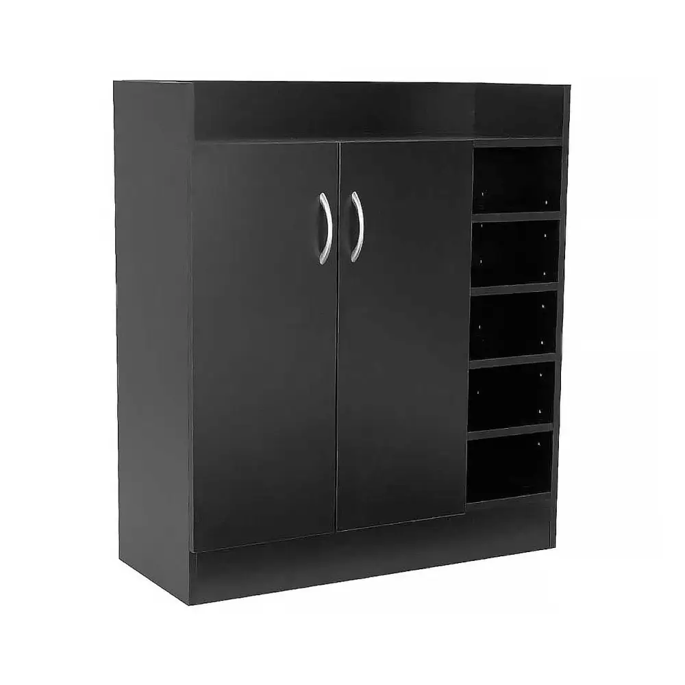 Sarantino New 21 Pairs Shoe Cabinet Rack Storage Organiser Shelf 2 Doors Cupboard Black - Furniture > Living Room
