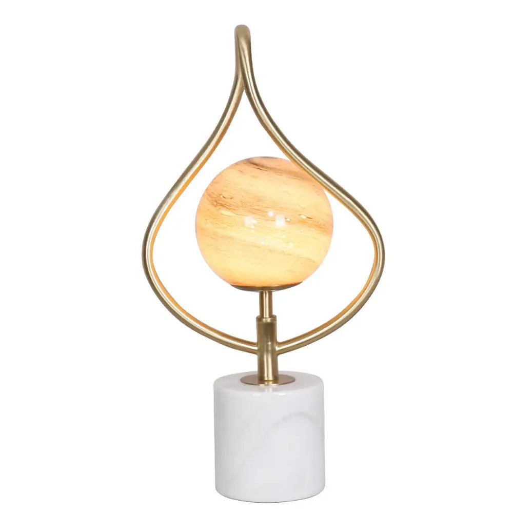Sarantino Sculptural Orange Glass Table Lamp With White Marble Base - Home & Garden > Lighting