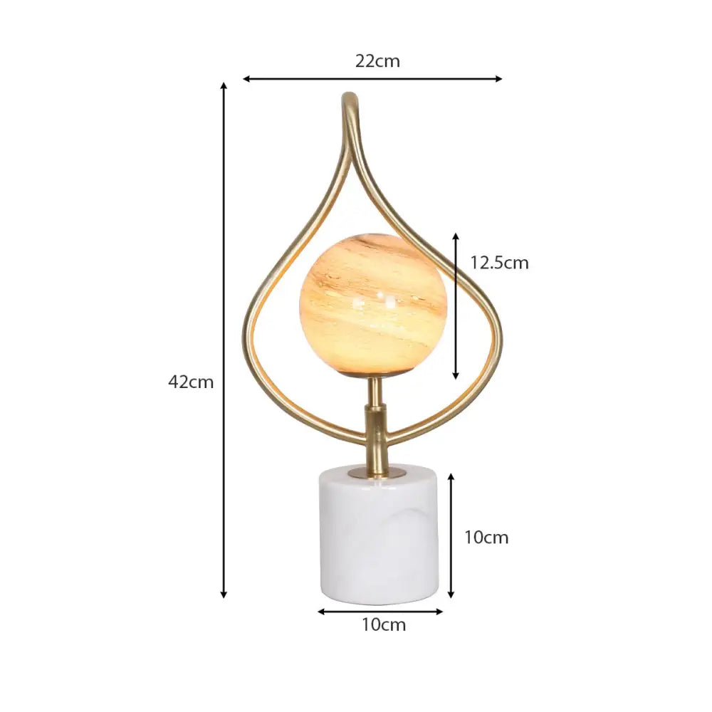 Sarantino Sculptural Orange Glass Table Lamp With White Marble Base - Home & Garden > Lighting