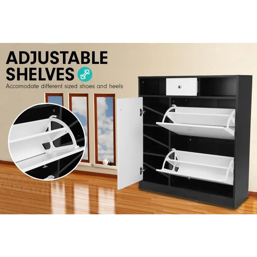 Sarantino Shoe Rack Cabinet Wooden Storage Organiser Shelf Cupboard Drawer - Furniture > Living Room > Shoe Storage