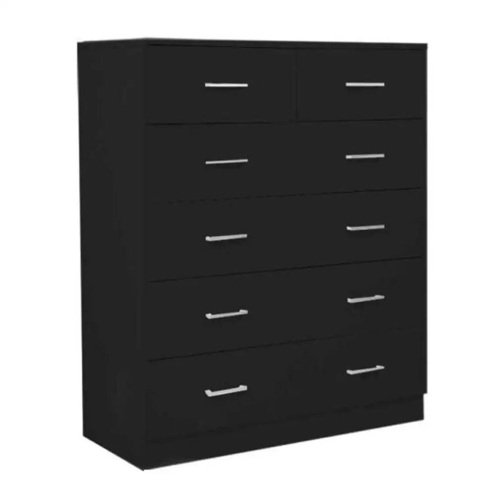 Sarantino Tallboy Dresser 6 Chest Of Drawers Table Bedroom Storage Black - Furniture > Living Room