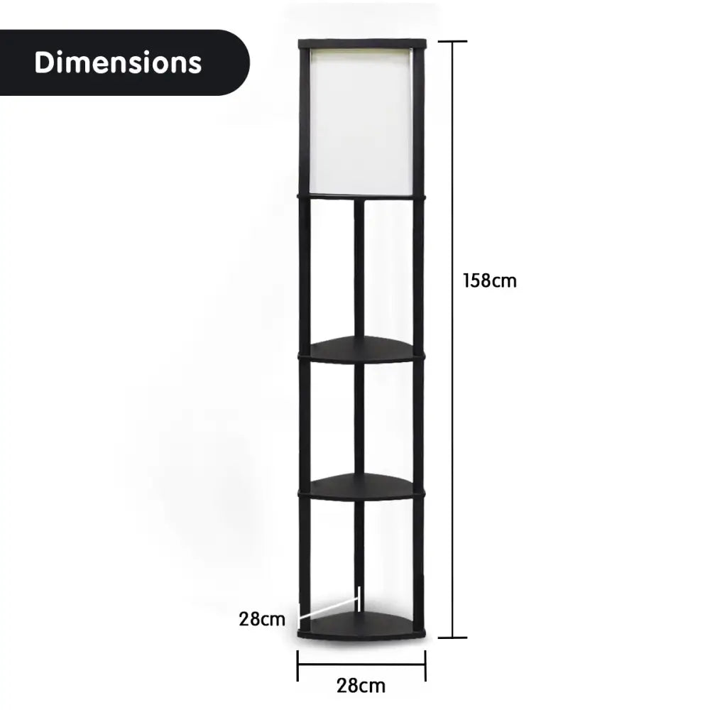 Sarantino Wood Etagere Floor Lamp in Tripod Shape 3 Wooden Shelves - Home & Garden > Lighting > Table Lamps