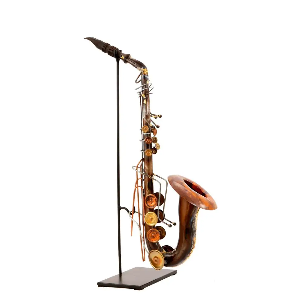 Saxophone Statue Display Ornament for Home Decor in Copper Finish - Home & Garden > Decor