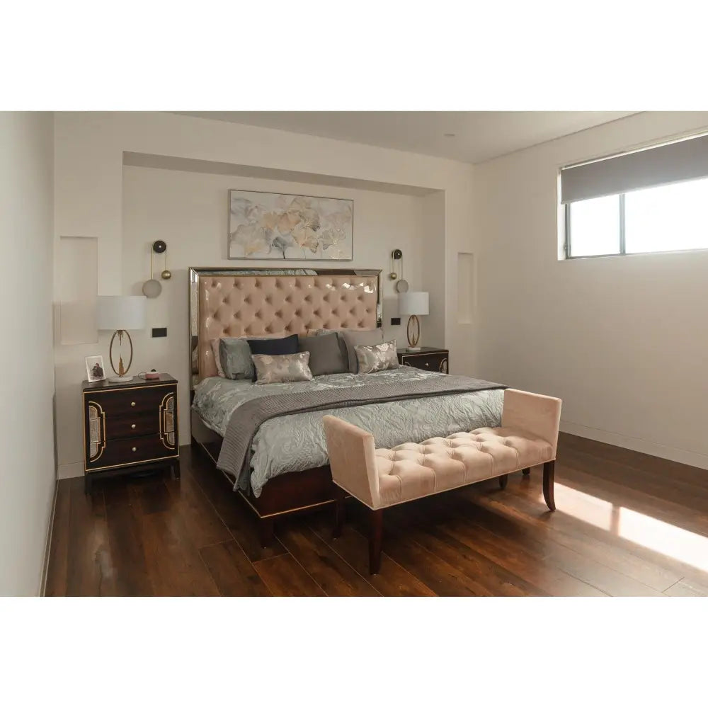 Scarlet 4pc King Bed Frame Bedroom Suite Bedside Tallboy Package Set - Timber - Furniture > Bedroom > Beds & Bed Frames