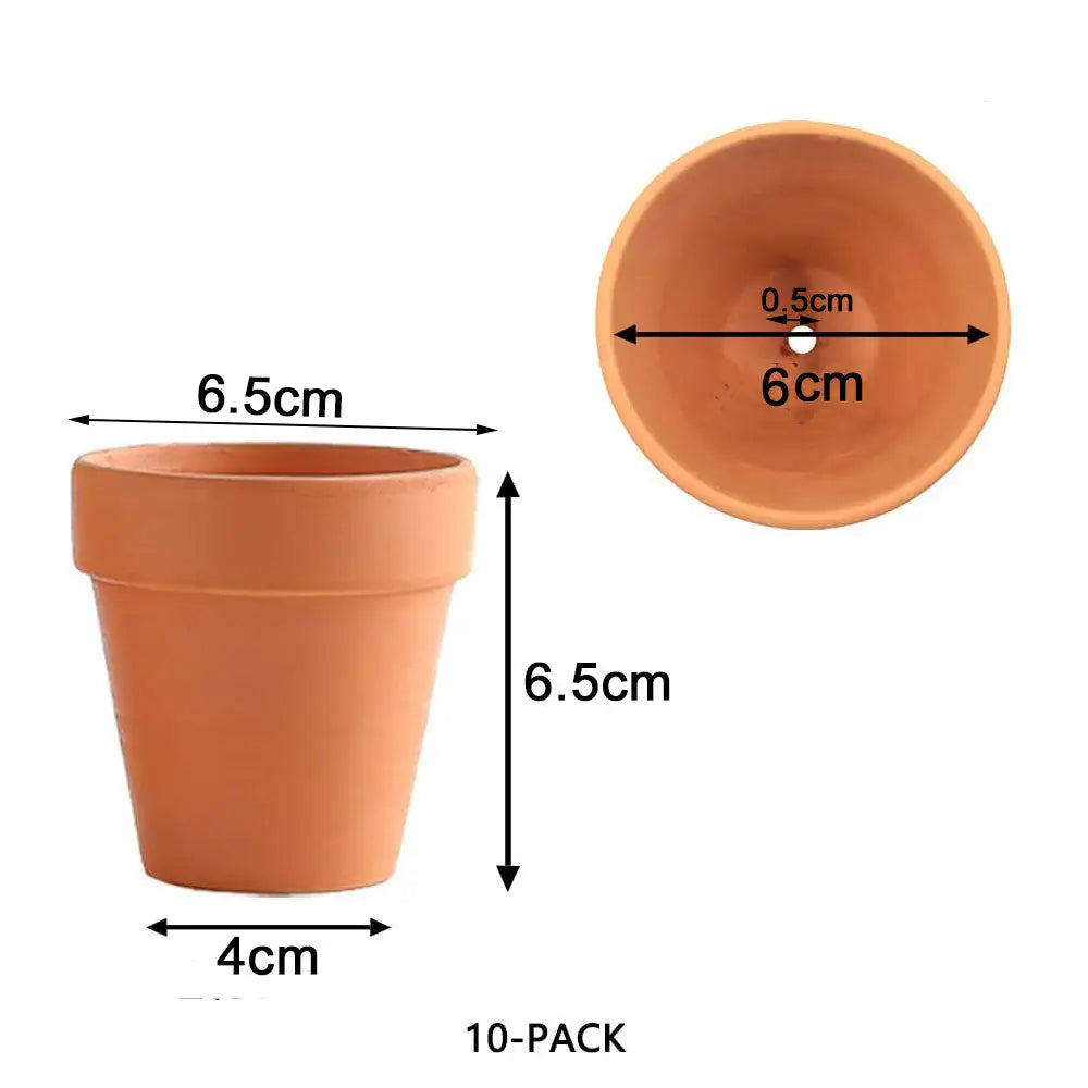 10x 6cm Flower Pot Pots Clay Ceramic Plant Drain Hole Succulent Cactus Nursery Planter - Home & Garden > Garden