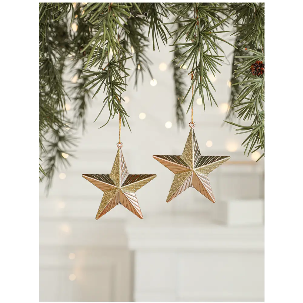Set of 10 Christmas Ornaments -Gold & Rose Gold Holiday Tree Decorations - Occasions > Christmas > Christmas Decorations