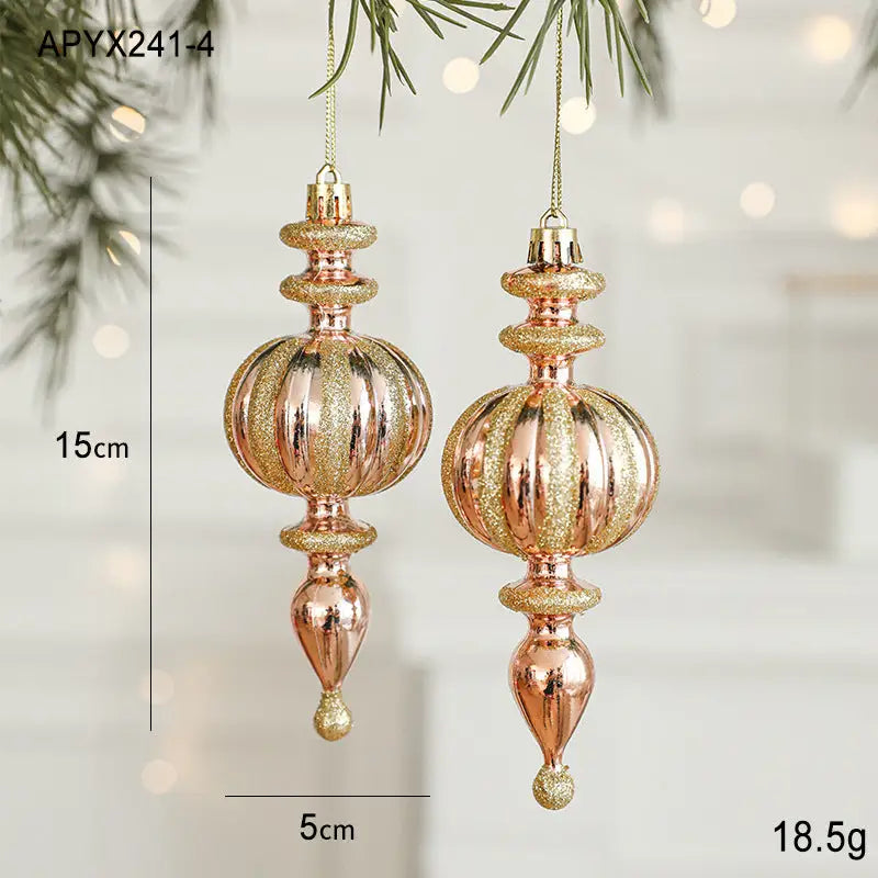Set of 10 Christmas Ornaments -Gold & Rose Gold Holiday Tree Decorations - Occasions > Christmas > Christmas Decorations