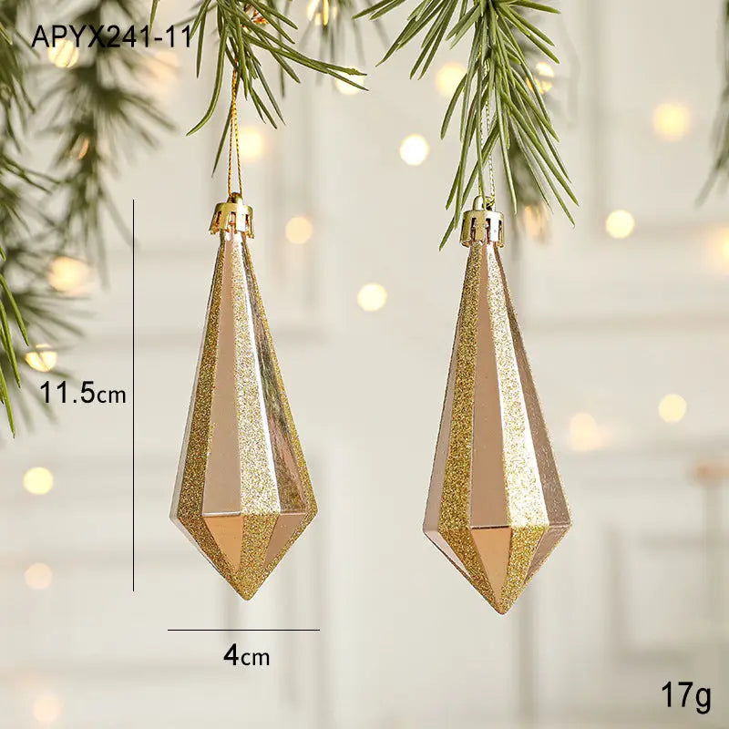 Set of 10 Christmas Ornaments -Gold & Rose Gold Holiday Tree Decorations - Occasions > Christmas > Christmas Decorations