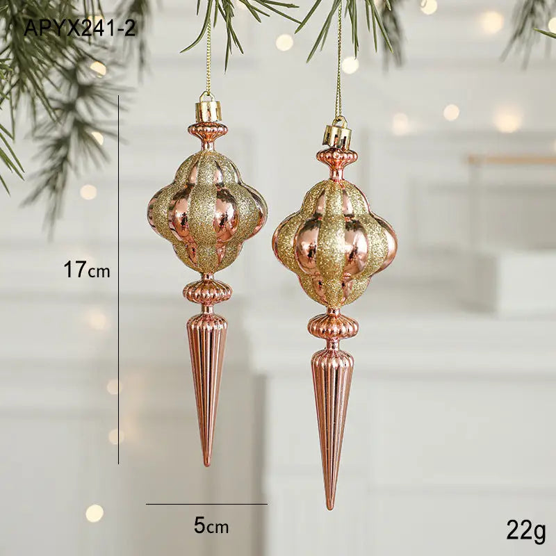 Set of 10 Christmas Ornaments -Gold & Rose Gold Holiday Tree Decorations - Occasions > Christmas > Christmas Decorations