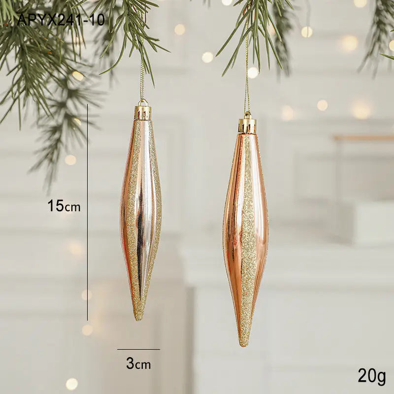 Set of 10 Christmas Ornaments -Gold & Rose Gold Holiday Tree Decorations - Occasions > Christmas > Christmas Decorations