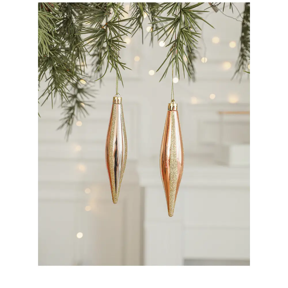 Set of 10 Christmas Ornaments -Gold & Rose Gold Holiday Tree Decorations - Occasions > Christmas > Christmas Decorations
